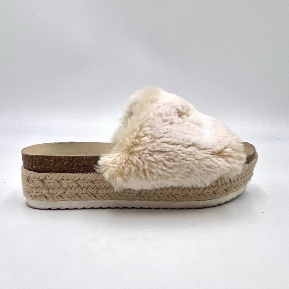 EUC DOLCE VITA - ILENIA ivory faux fur espadrilles